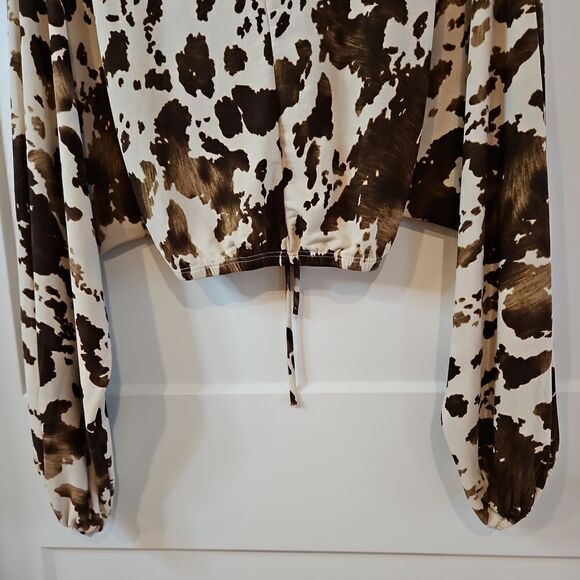 Western Brown and Cream color crop top sz S oversized S-L - Picture 7 of 8